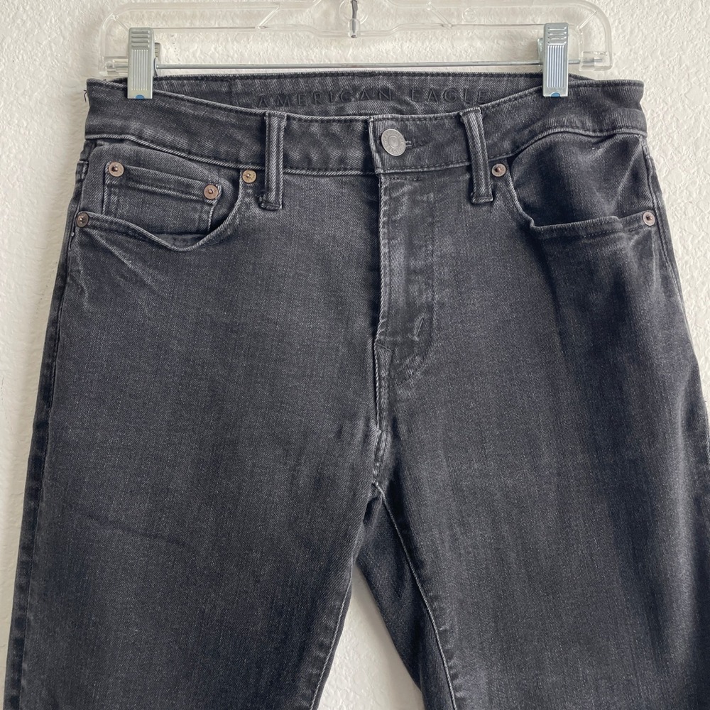 American Eagle Men's Black Slim Straight Jeans Size 30x34 Modern Fit Denim - Picture 2 of 11